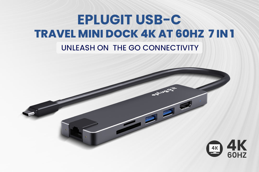 Eplugit USB-C Travel Mini Dock 4K@60Hz 7-in-1